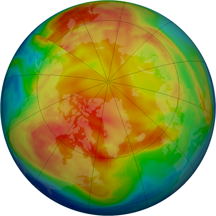 Arctic ozone map for 31 January 1985